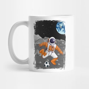 Moon Football Soccer Playing Astronaut Travel Poster Mug